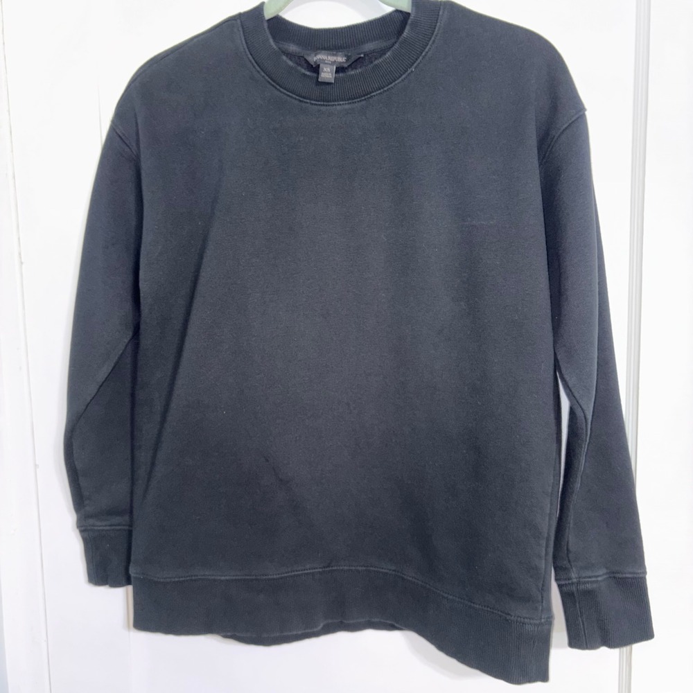 Banana Republic Womens Black Crewneck Sweatshirt Fleece Pullover XS